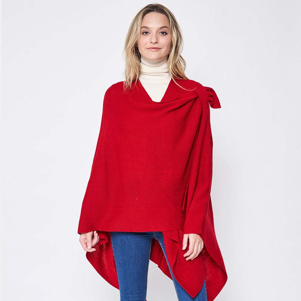 Shoulder Strap Solid Ruana Poncho - Madeline Love - Flyclothing LLC