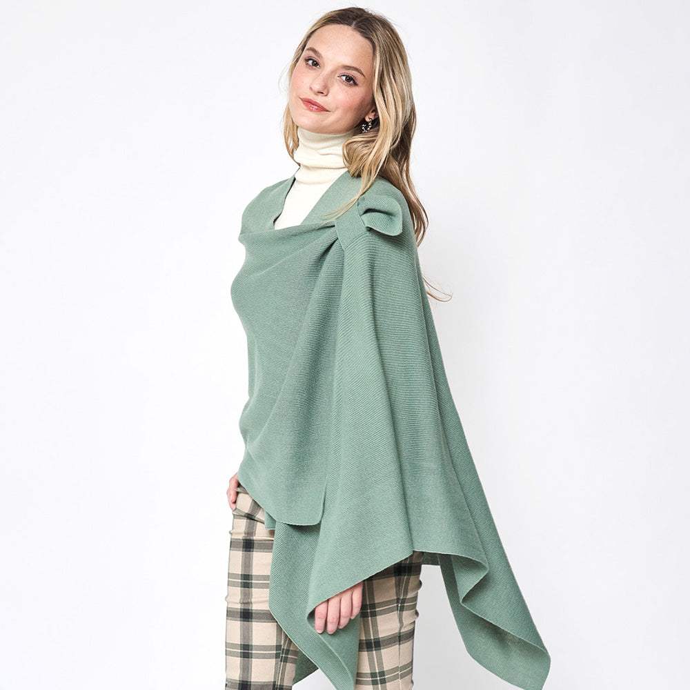 Shoulder Strap Solid Ruana Poncho - Madeline Love - Flyclothing LLC