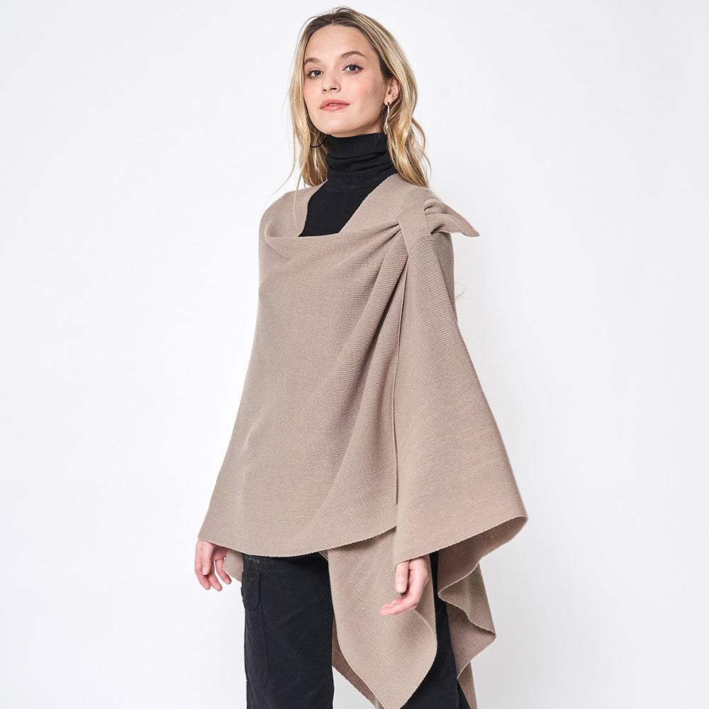 Shoulder Strap Solid Ruana Poncho - Madeline Love - Flyclothing LLC