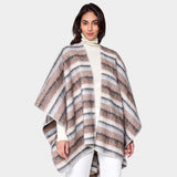 Cozy Striped Three Tone Ruana Poncho - Madeline Love - Flyclothing LLC
