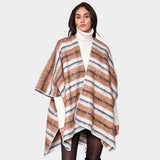 Cozy Striped Three Tone Ruana Poncho - Madeline Love - Flyclothing LLC