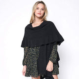 Reversible Ruffle Sleeves Knit Ruana Poncho - Madeline Love - Flyclothing LLC