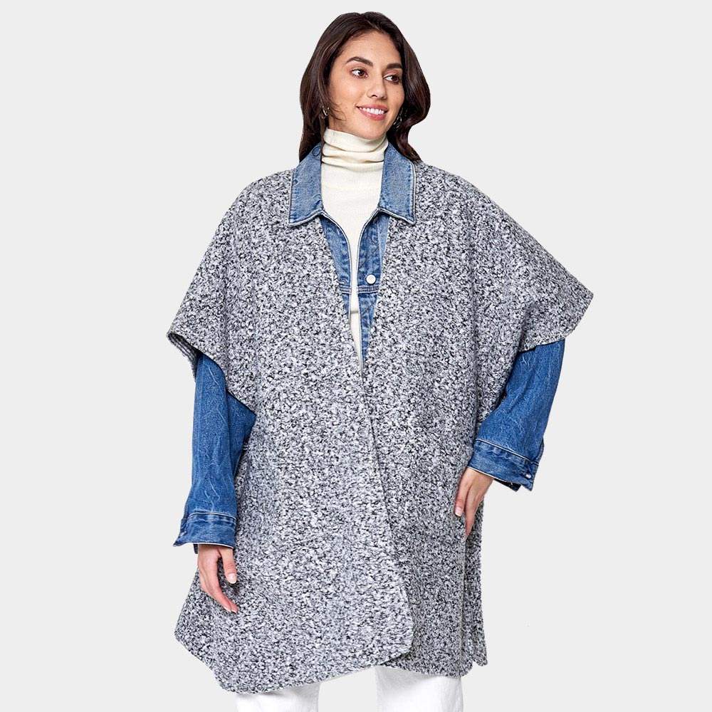 Front Pockets Open Ruana Kimono Poncho - Madeline Love - Flyclothing LLC