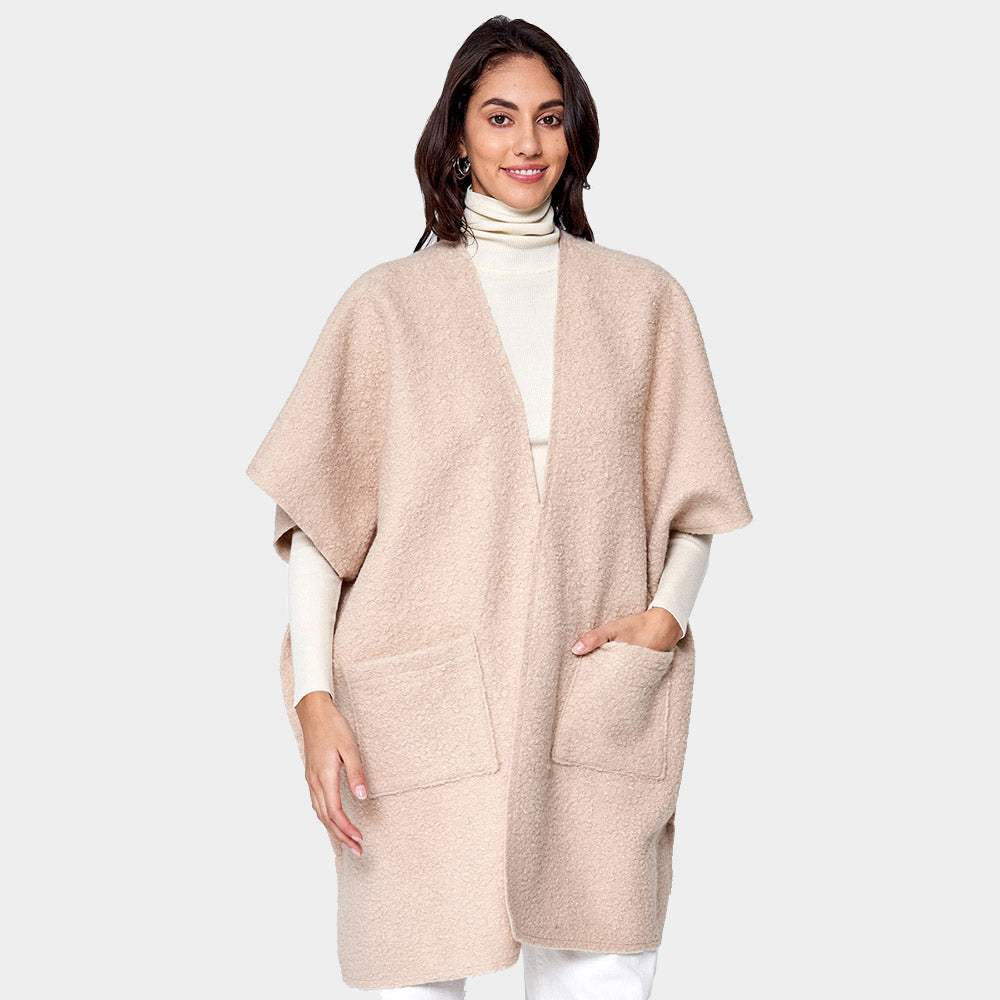 Front Pockets Open Ruana Kimono Poncho - Madeline Love - Flyclothing LLC