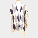 Diamond Pattern Tassel Poncho - Madeline Love - Flyclothing LLC