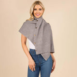 Convertible Button Up Waffle Knit Shawl Cape Poncho - Madeline Love - Flyclothing LLC