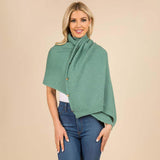 Convertible Button Up Waffle Knit Shawl Cape Poncho - Madeline Love - Flyclothing LLC