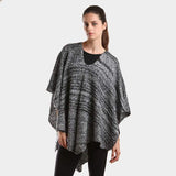 Two tone knit V- neck poncho - Madeline Love - Flyclothing LLC