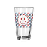 4th of July 16oz Checkered Smiley Face Pint Glass - Logo Brands - Flyclothing LLC
