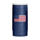 4th of July 12oz Navy American Flag Powdercoat SlimCan Coolie - Logo Brands - Flyclothing LLC