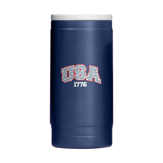 4th of July 12oz Navy USA Powdercoat SlimCan Coolie - Logo Brands - Flyclothing LLC
