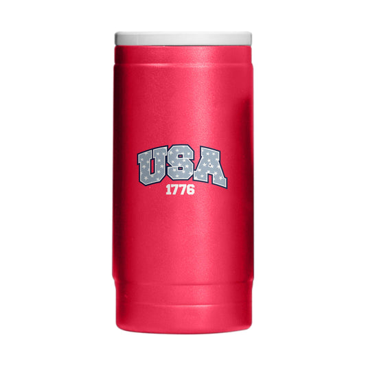 4th of July 12oz Red USA Powdercoat SlimCan Coolie - Logo Brands - Flyclothing LLC