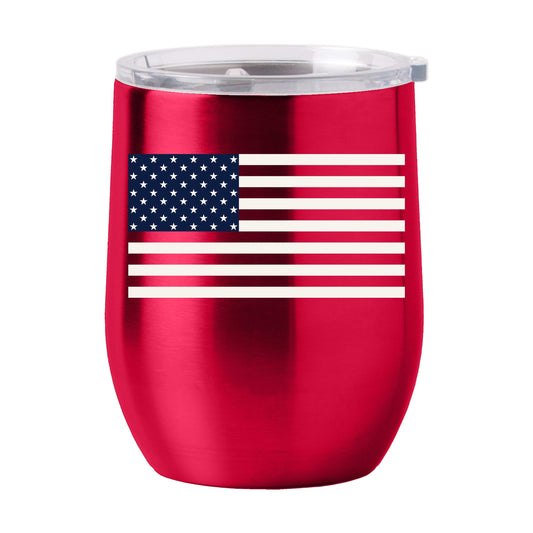 4th of July 16oz Red American Flag Stainless Curved Beverage - Logo Brands - Flyclothing LLC
