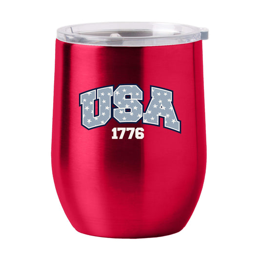 4th of July 16oz Red USA Stainless Curved Beverage - Logo Brands - Flyclothing LLC