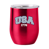 4th of July 16oz Red USA Stainless Curved Beverage - Logo Brands - Flyclothing LLC