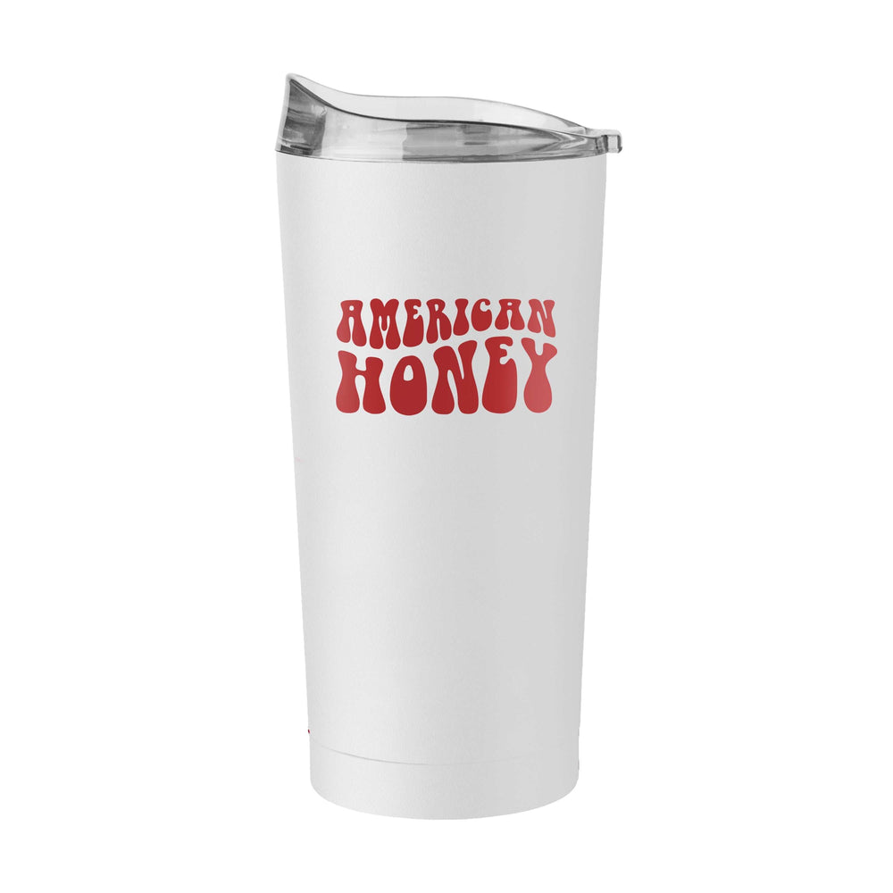 4th of July 20oz White America Honey Powder Coat Tumbler - Logo Brands - Flyclothing LLC