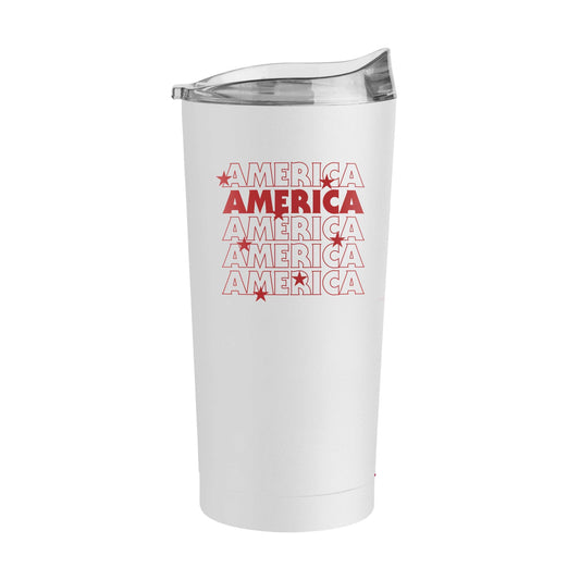 4th of July 20oz White America Repeating Powder Coat Tumbler - Logo Brands - Flyclothing LLC