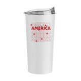 4th of July 20oz White America Repeating Powder Coat Tumbler - Logo Brands - Flyclothing LLC