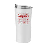 4th of July 20oz White America Repeating Powder Coat Tumbler - Logo Brands - Flyclothing LLC