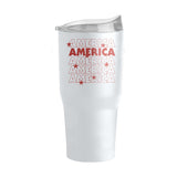 4th of July 30oz White America Repeating Powder Coat Tumbler - Logo Brands - Flyclothing LLC