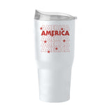 4th of July 30oz White America Repeating Powder Coat Tumbler - Logo Brands - Flyclothing LLC