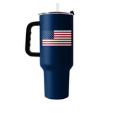4th of July 40oz Navy American Flag Powder Coat Tumbler - Logo Brands - Flyclothing LLC