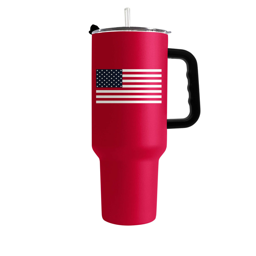 4th of July 40oz Red American Flag Powder Coat Tumbler - Logo Brands - Flyclothing LLC