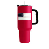 4th of July 40oz Red American Flag Powder Coat Tumbler - Logo Brands - Flyclothing LLC