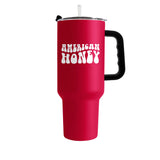 4th of July 40oz Red America Honey Powder Coat Tumbler - Logo Brands - Flyclothing LLC