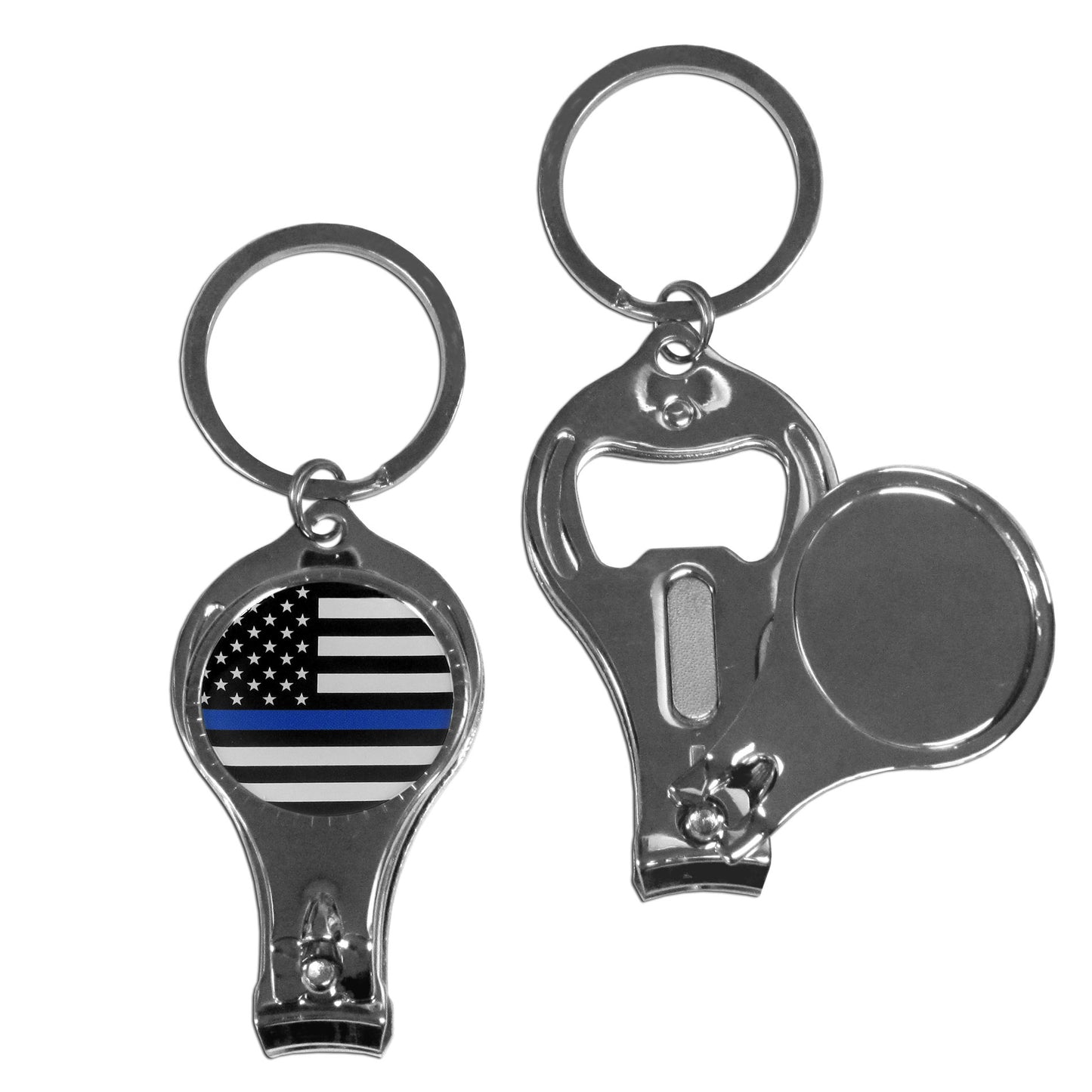 Thin Blue Line Police Flag Nail Care/Bottle Opener Key Chain