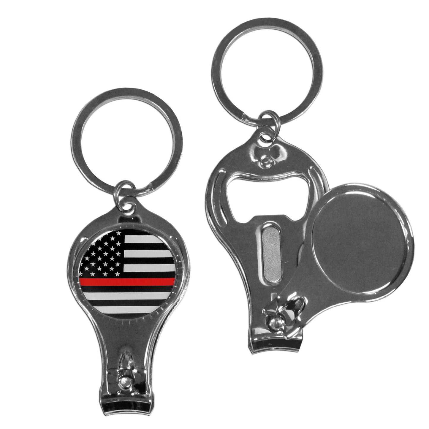 Thin Red Line Firefighter Flag Nail Care/Bottle Opener Key Chain