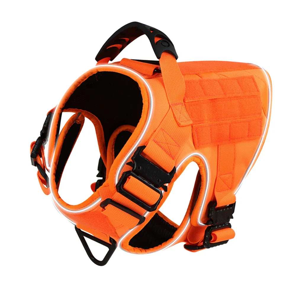 4 Metal Buckles Dog Harness Reflective Military Tactical Pet Training Walking Vest Soild Harnesses with Handle For Large Dogs - ZeeBelle.com - Flyclothing LLC