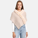 Faux Fur Pointed Solid Ribbed Shawl - Madeline Love - Flyclothing LLC