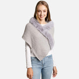 Faux Fur Pointed Solid Ribbed Shawl - Madeline Love - Flyclothing LLC