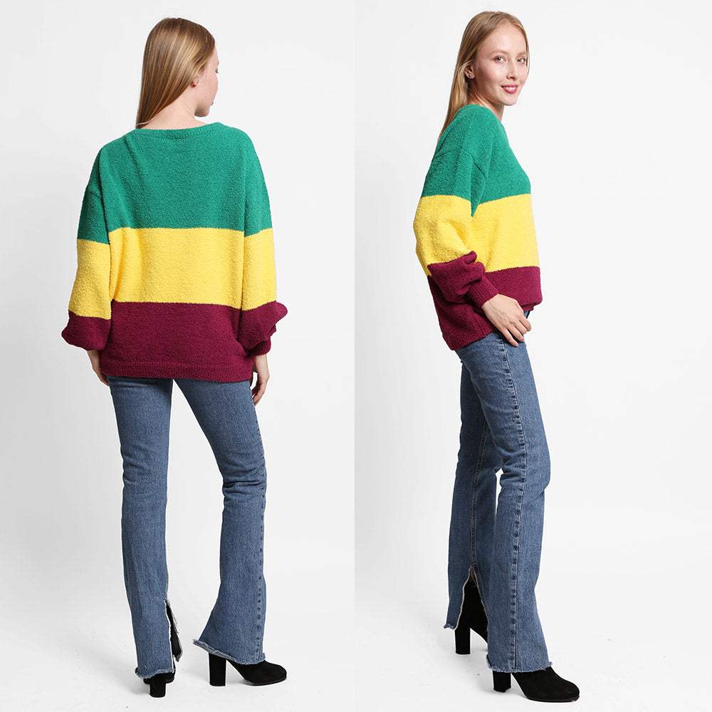 Mardi Gras Multi Color Block Sweater - Madeline Love - Flyclothing LLC