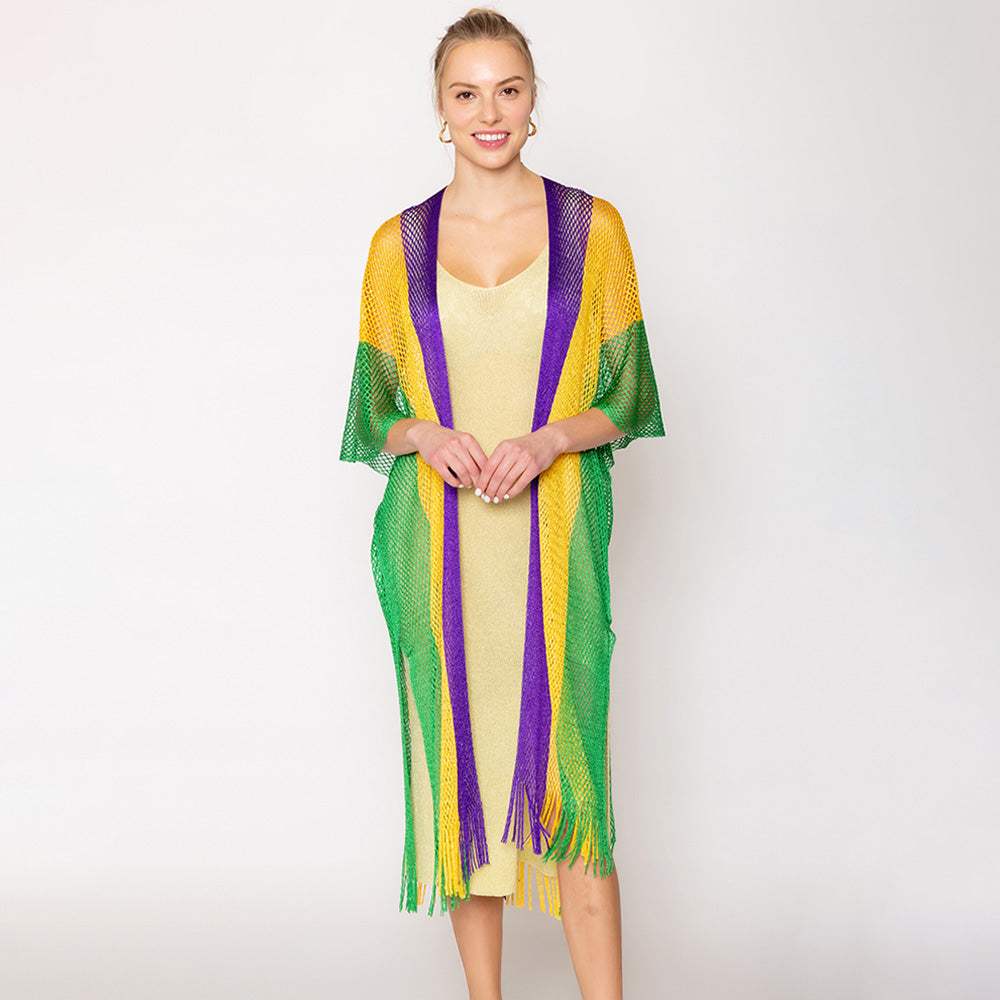 Mardi Gras Lurex Kimono Poncho - Madeline Love - Flyclothing LLC