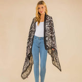 Lightweight Leopard Print Kimono Poncho - Madeline Love - Flyclothing LLC