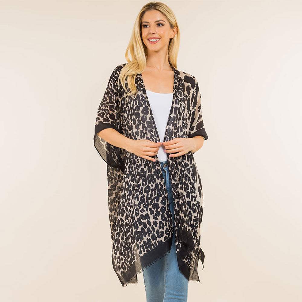 Lightweight Bold Abstract Print Kimono Poncho - Madeline Love - Flyclothing LLC