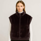 Faux Fur Rib Sleeve Vest - Madeline Love - Flyclothing LLC