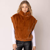 Faux Fur Rib Sleeve Vest - Madeline Love - Flyclothing LLC