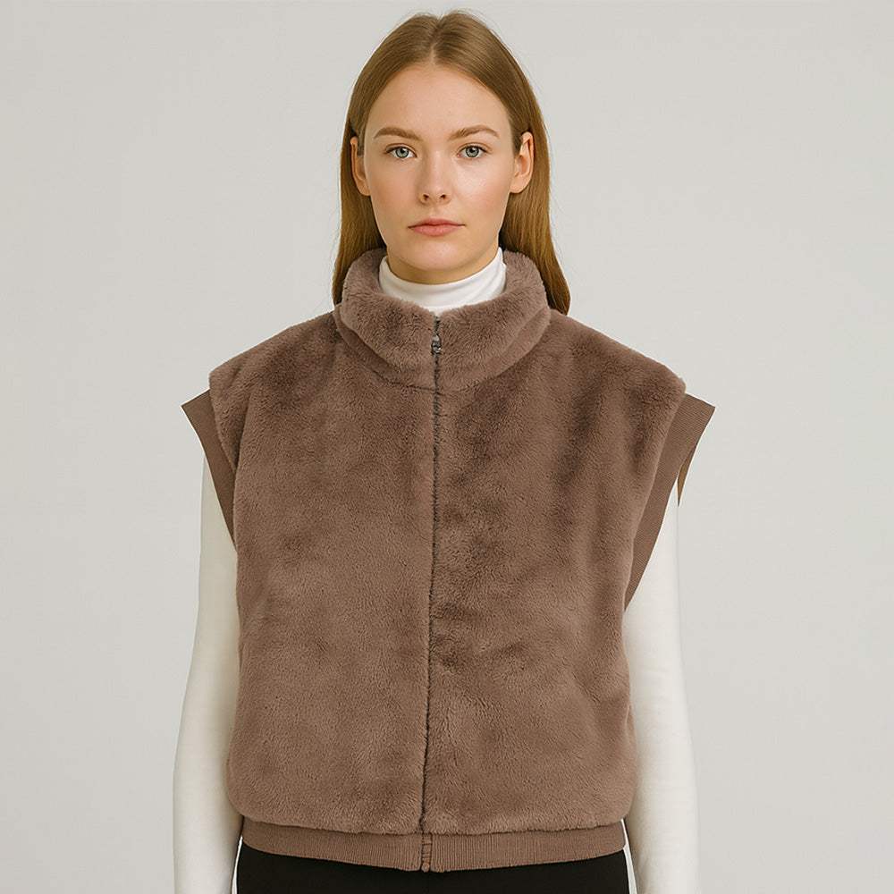 Faux Fur Rib Sleeve Vest - Madeline Love - Flyclothing LLC