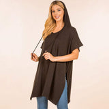 Solid Cozy Hooded Poncho - Madeline Love - Flyclothing LLC