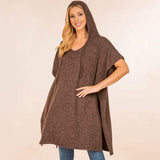 Solid Cozy Hooded Poncho - Madeline Love - Flyclothing LLC