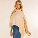 Mock Neck Ribbed Knit Asymmetrical Cape Poncho - Madeline Love - Flyclothing LLC