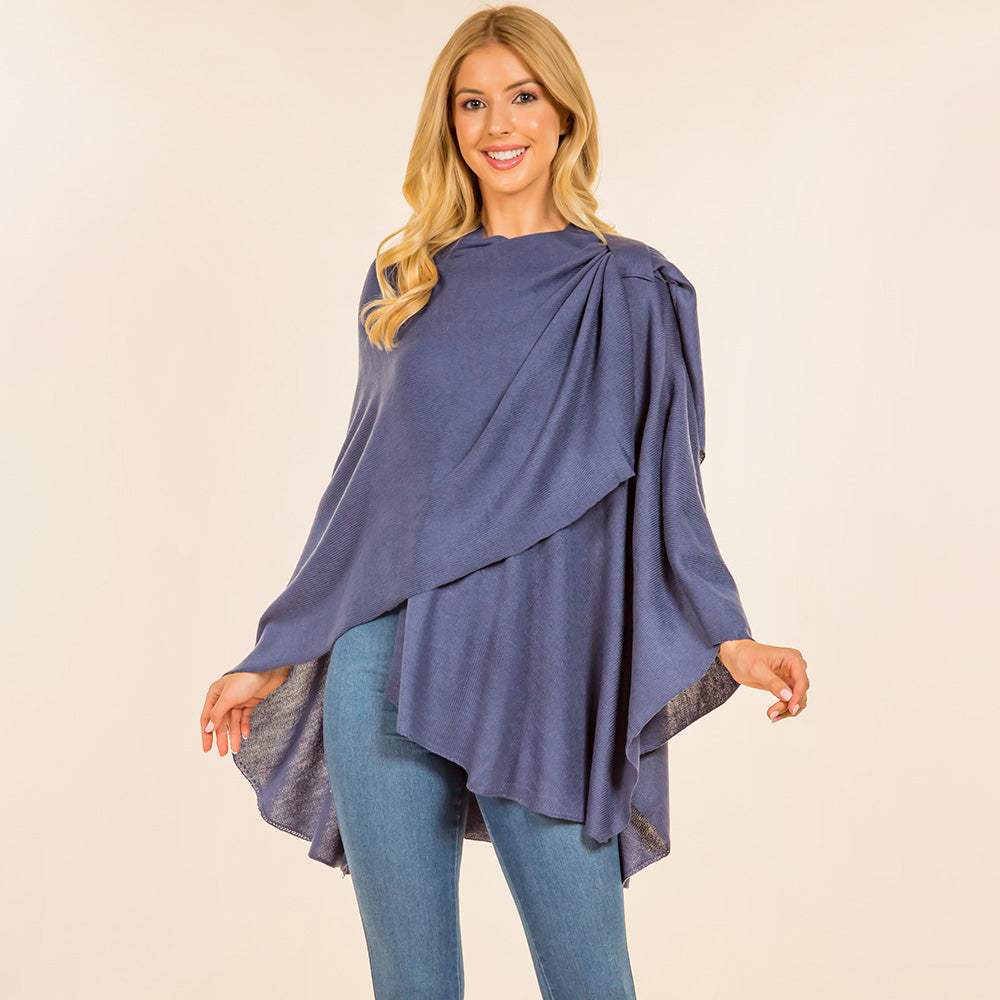 Elegant Solid Drape Wrap Poncho - Madeline Love - Flyclothing LLC