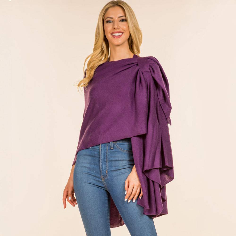 Elegant Solid Drape Wrap Poncho - Madeline Love - Flyclothing LLC