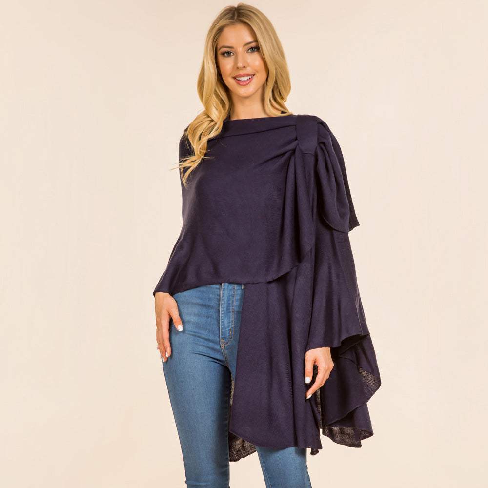 Elegant Solid Drape Wrap Poncho - Madeline Love - Flyclothing LLC