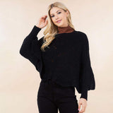 Openwork Loose Knit Batwing Sweater - Madeline Love - Flyclothing LLC