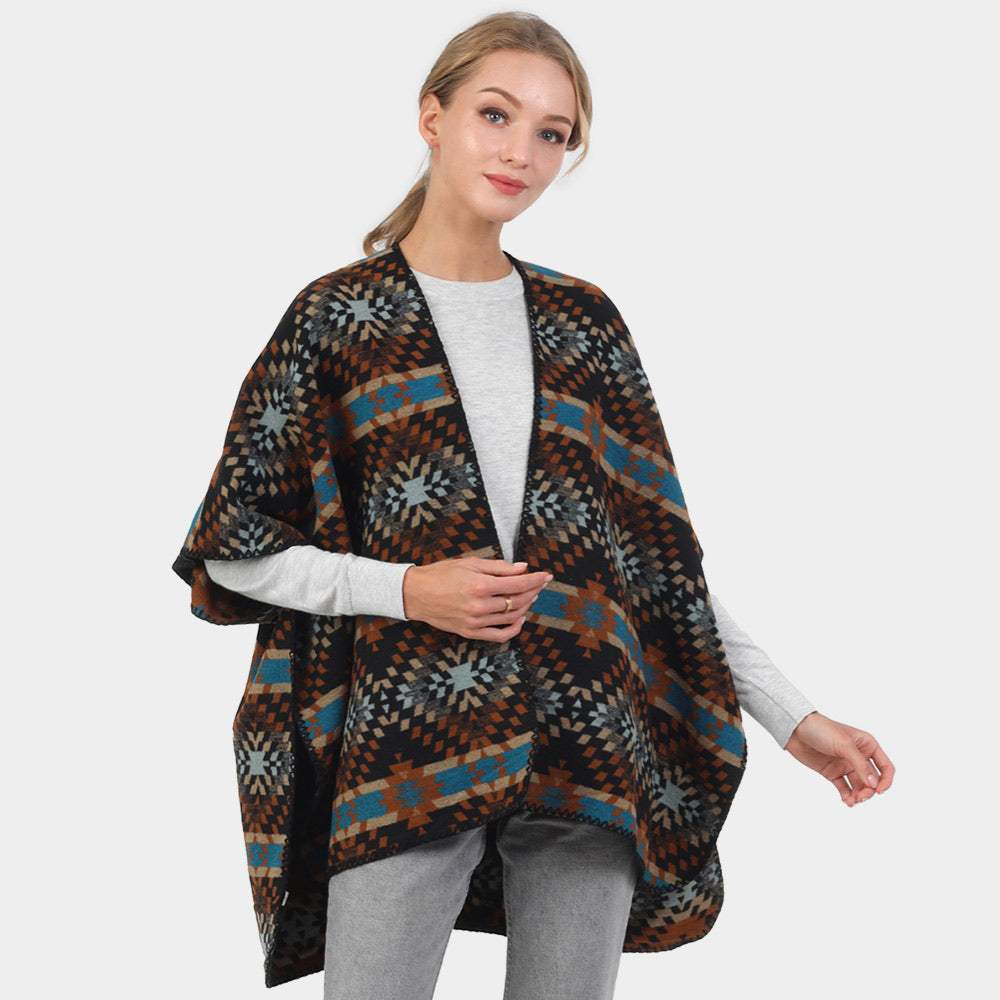 Boho Patterned Poncho - Madeline Love - Flyclothing LLC
