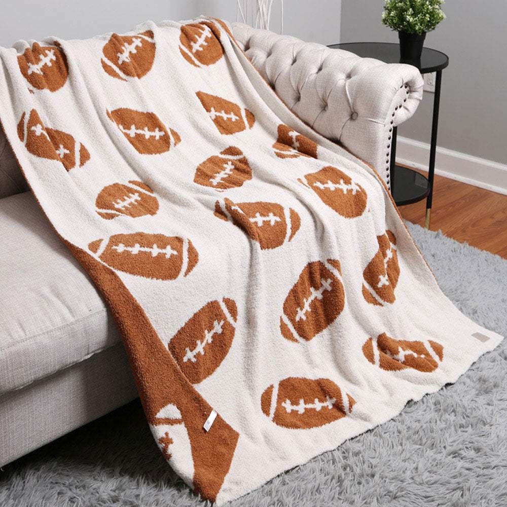 Reversible Football Patterned Throw Blanket - Madeline Love - Flyclothing LLC